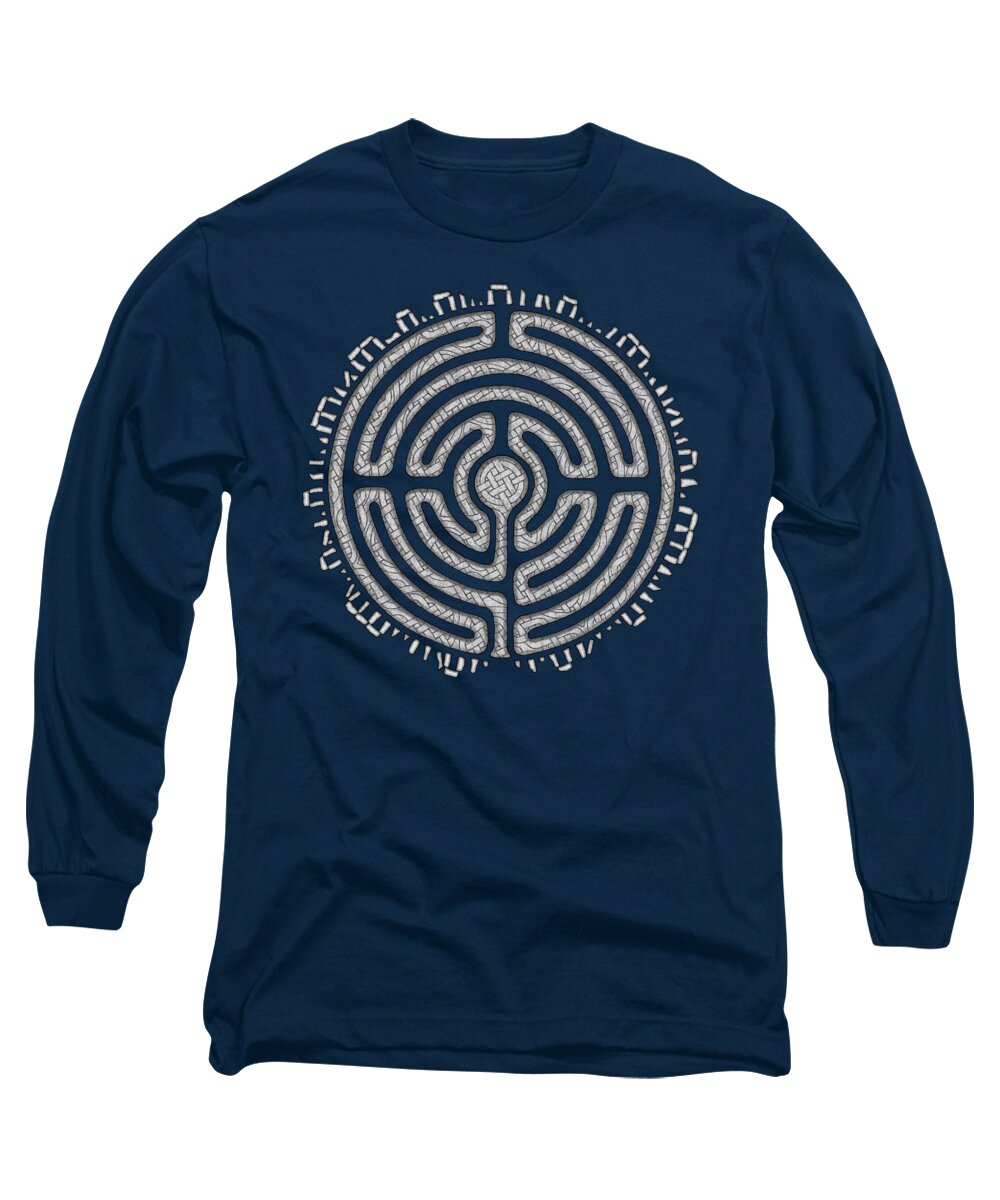 Celtic Art Long Sleeve T-Shirt featuring the mixed media Celtic Labyrinth Mandala by Kristen Fox