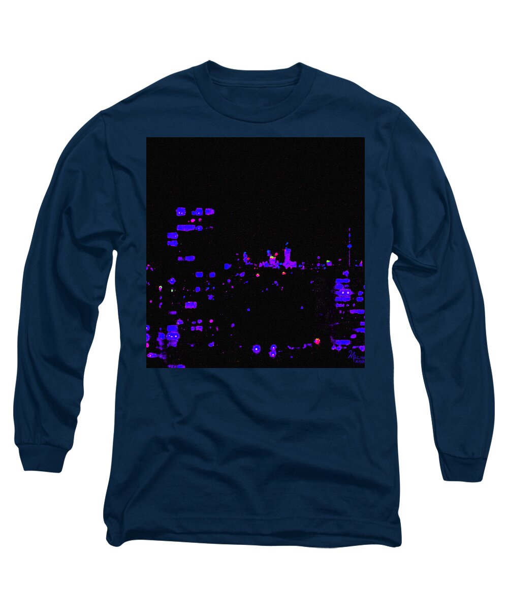 Toronto Long Sleeve T-Shirt featuring the painting Toronto City Lights by Michael A Klein