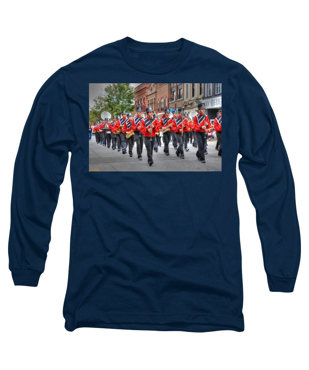 Clarinda Long Sleeve T-Shirt featuring the photograph Clarinda Iowa Marching Band by J Laughlin