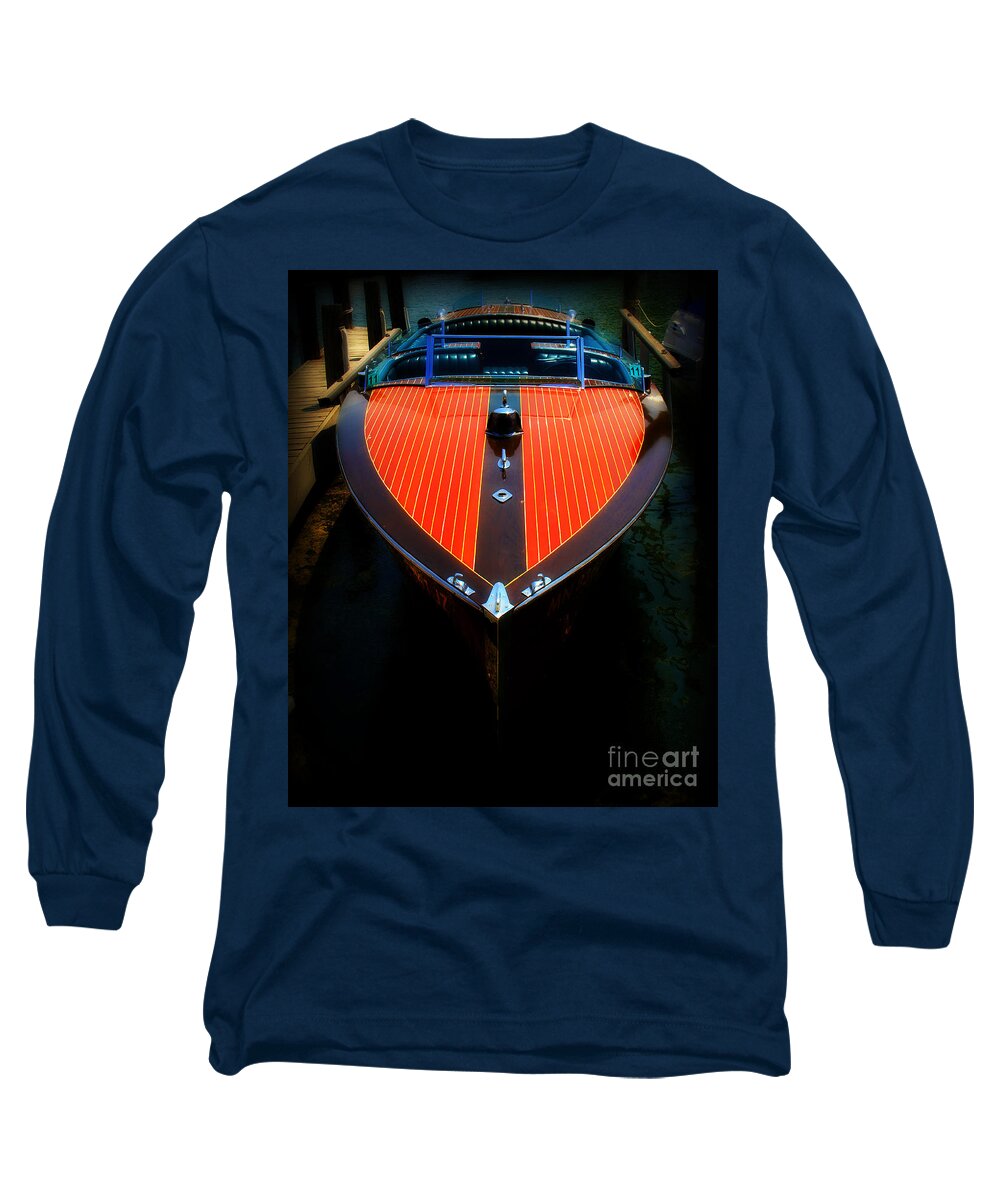 Boat Long Sleeve T-Shirt featuring the photograph Classic Wooden Boat by Perry Webster