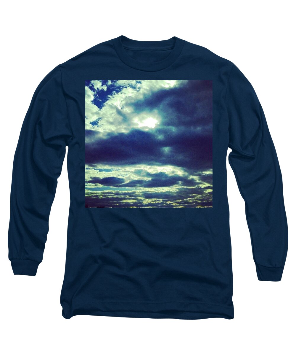 Clouds Long Sleeve T-Shirt featuring the photograph An Overcast Sunset by Kate Arsenault 