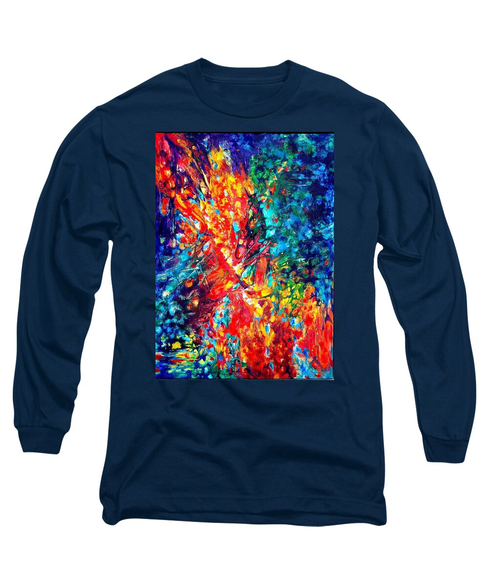 Energy Spiritual Art Long Sleeve T-Shirt featuring the painting Composition #3. Abstract Sunsets. by Helen Kagan