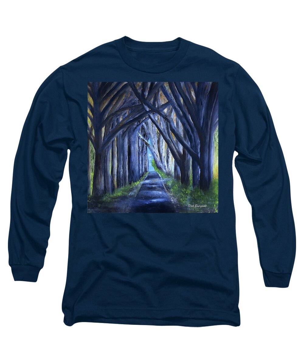 Lane Long Sleeve T-Shirt featuring the painting Country Lane by Dick Bourgault