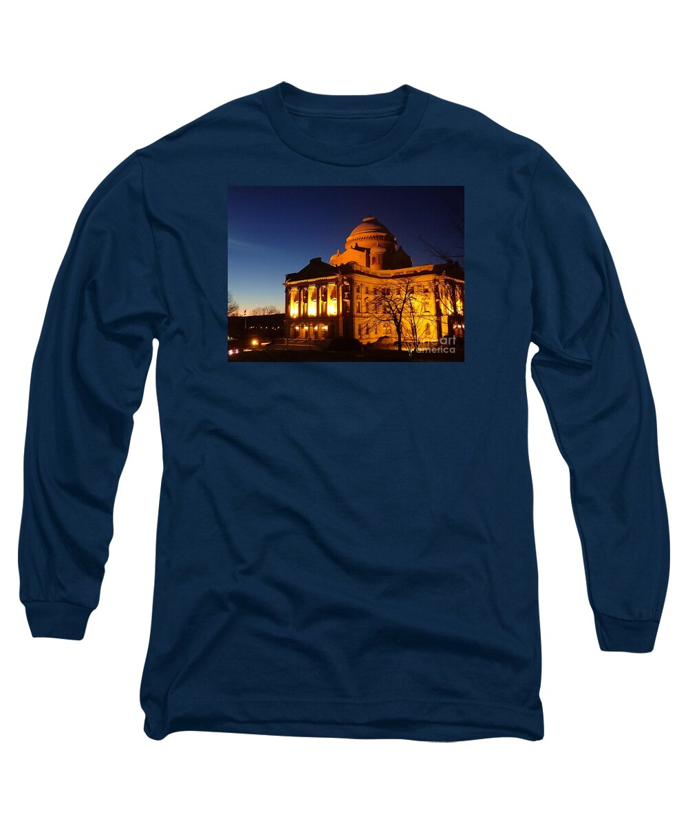 Nepa Long Sleeve T-Shirt featuring the photograph Courthouse at night by Christina Verdgeline