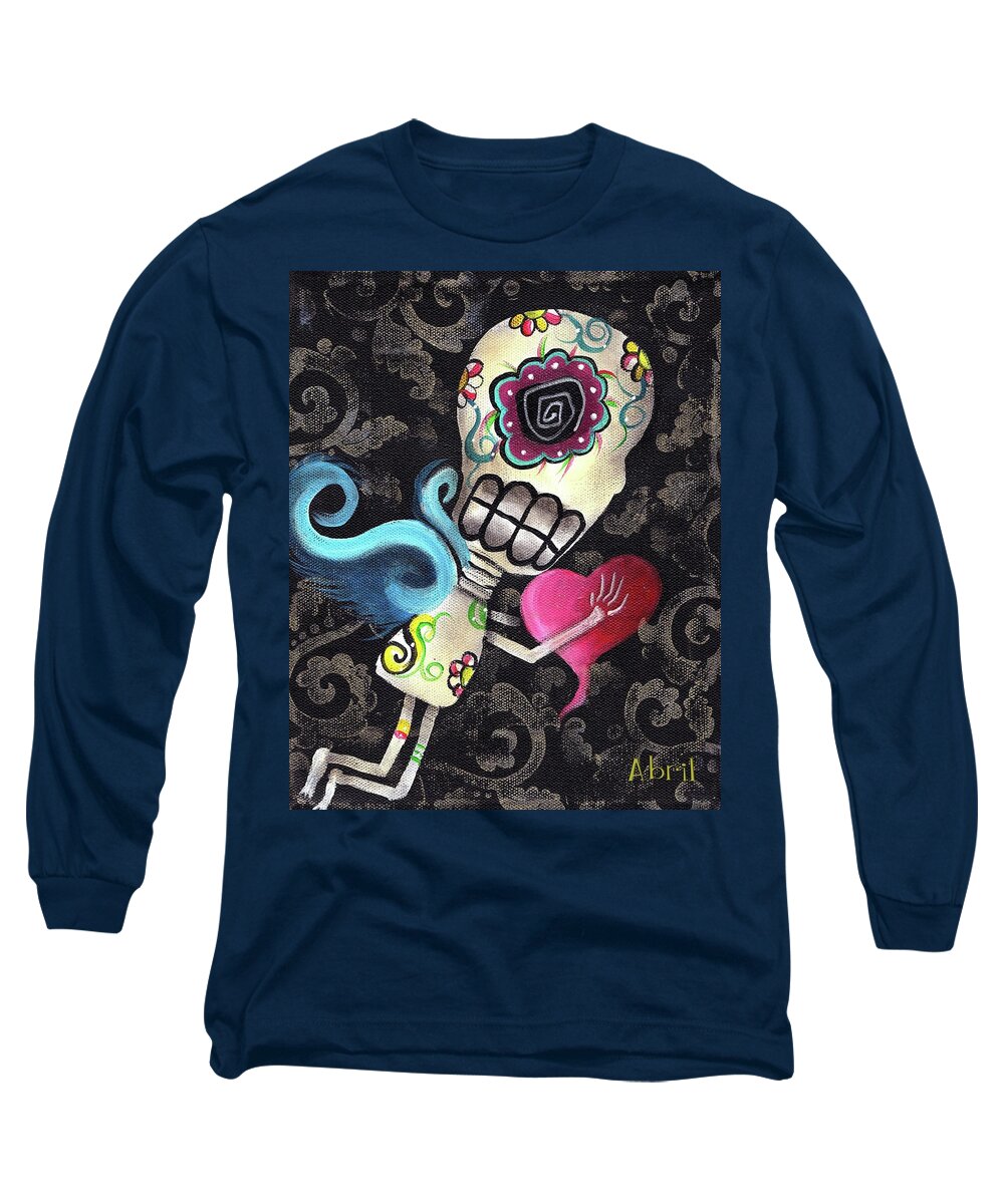 Day Of The Dead Long Sleeve T-Shirt featuring the painting Cupido by Abril Andrade
