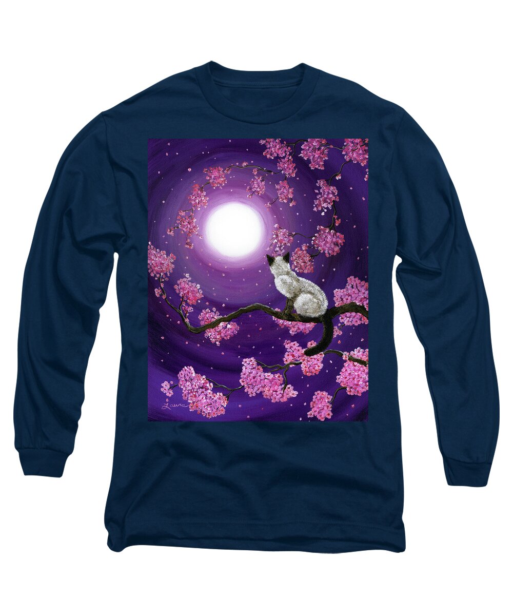 Zen Long Sleeve T-Shirt featuring the painting Dancing Pink Petals by Laura Iverson