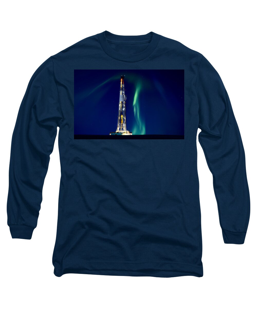 Platform Long Sleeve T-Shirt featuring the photograph Drilling Rig Potash Mine Canada by Mark Duffy