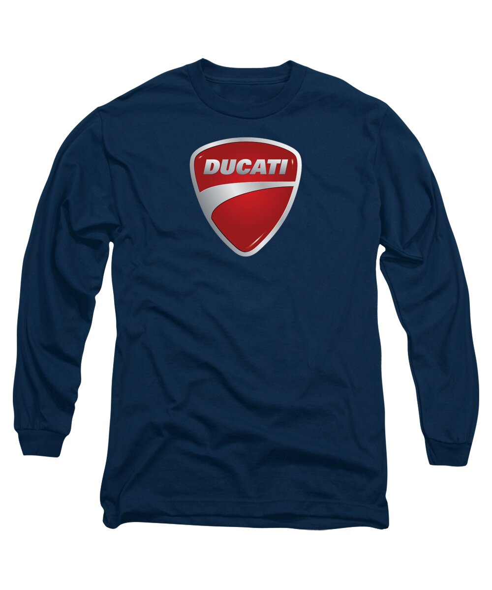Ducati Long Sleeve T-Shirt featuring the photograph Ducati by Moonlight by Movie Poster Prints