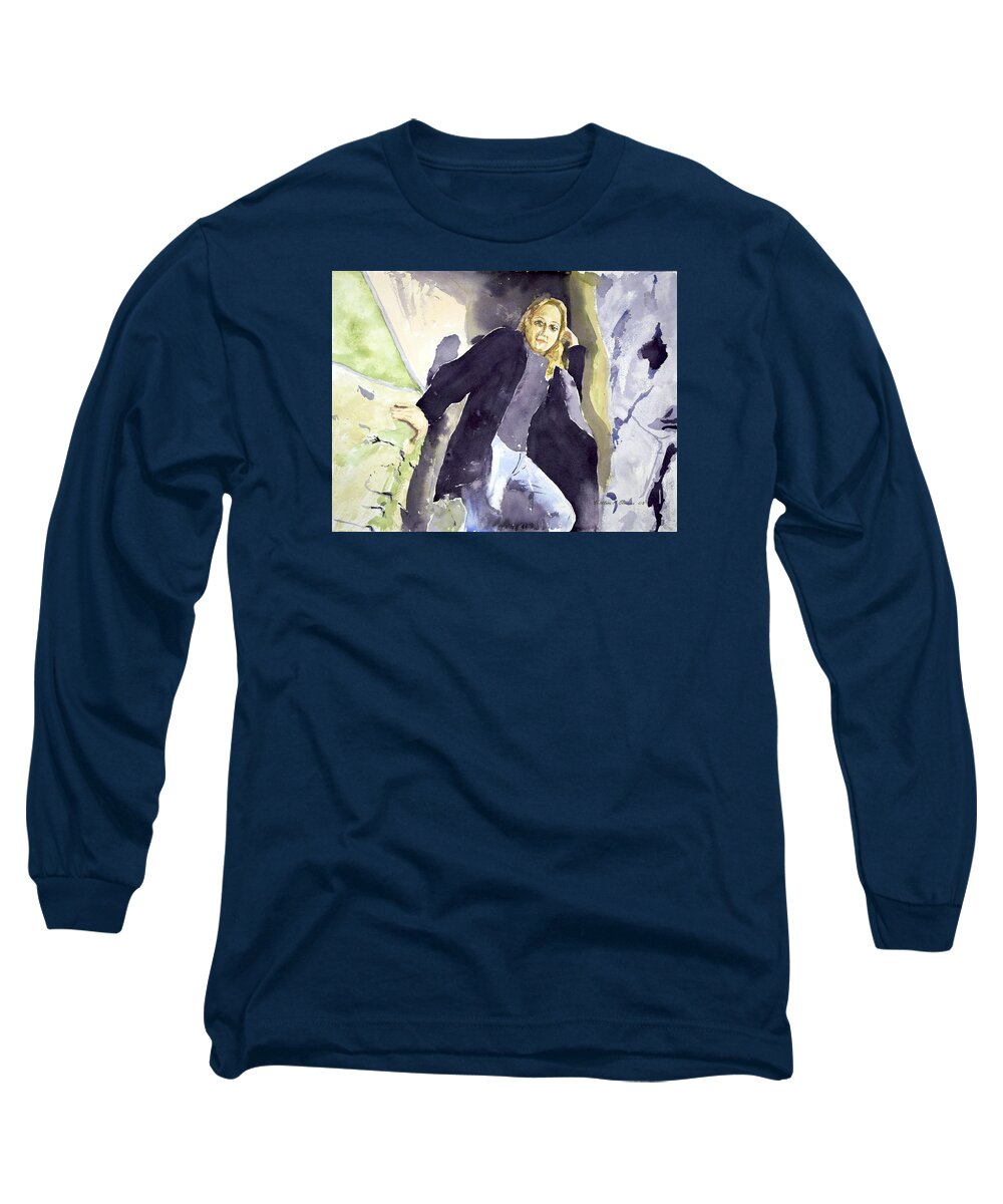  Long Sleeve T-Shirt featuring the painting Emily the Pirate by Kathleen Barnes