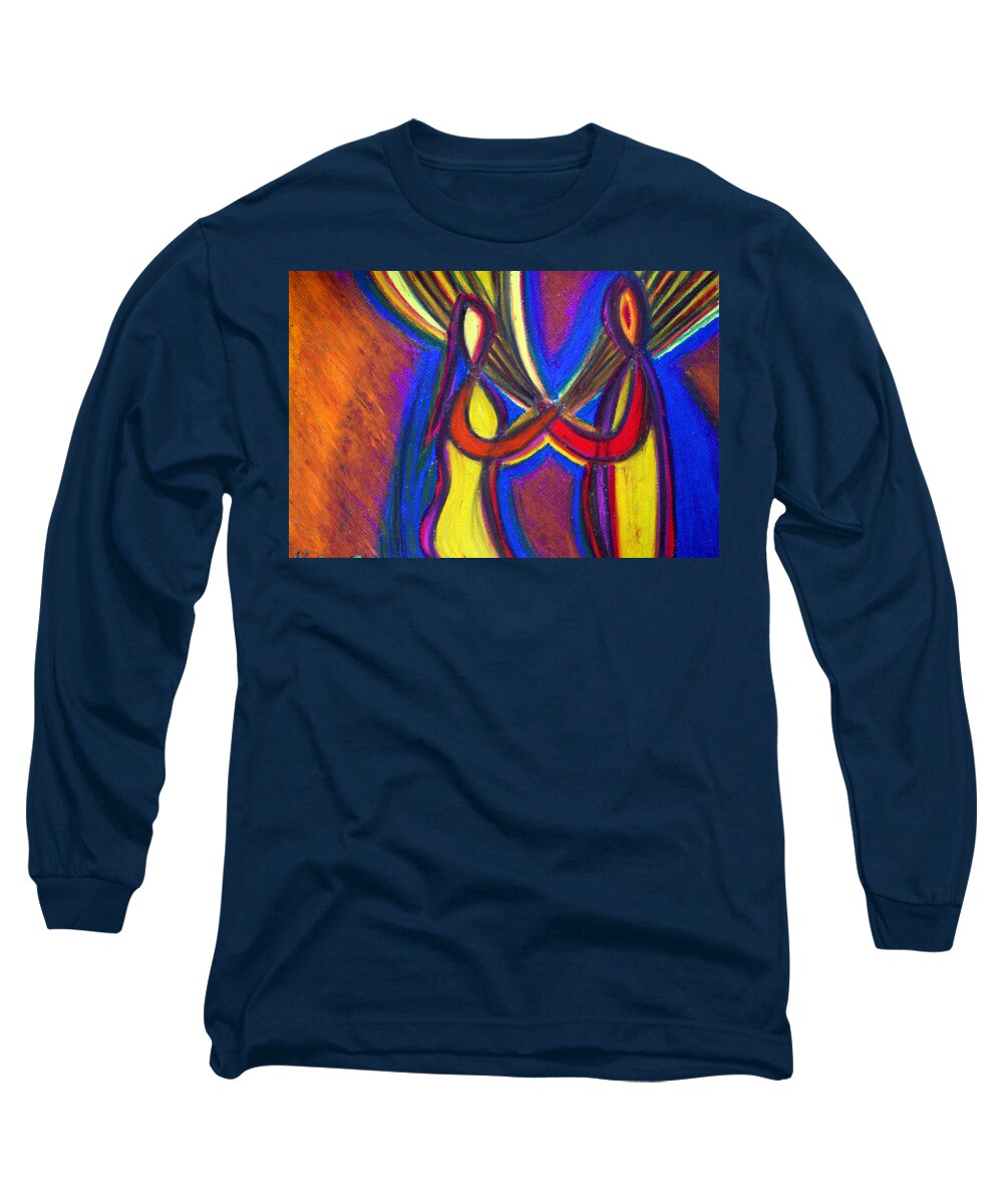 First Long Sleeve T-Shirt featuring the drawing First Date by Vadim Levin