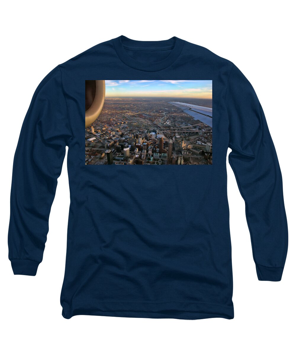 Cincinnati Long Sleeve T-Shirt featuring the photograph Flying over Cincinnati by Joann Vitali