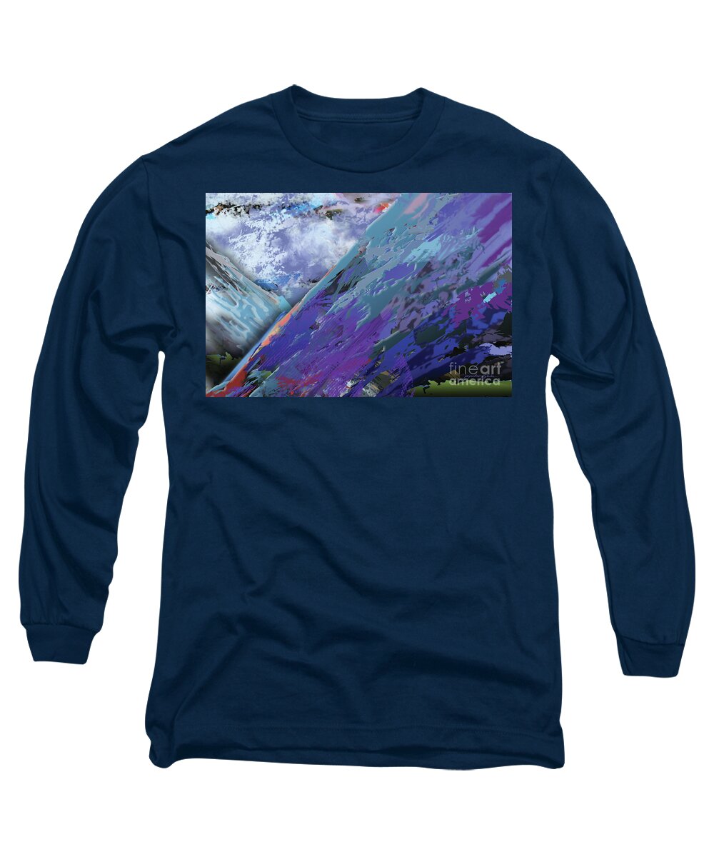 Abstract Long Sleeve T-Shirt featuring the digital art Glacial Vision by Jacqueline Shuler