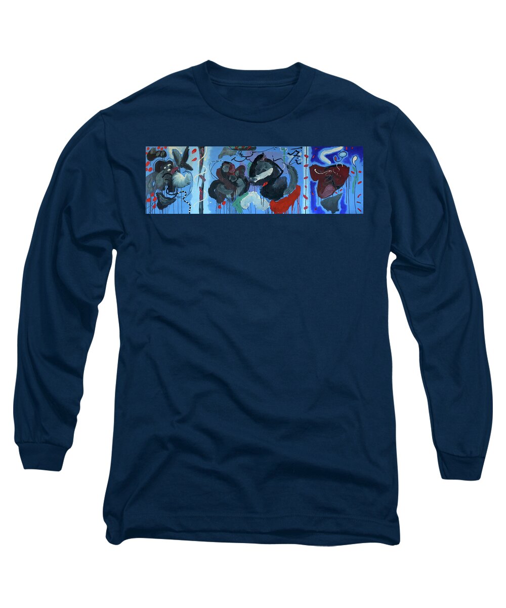 Blue Long Sleeve T-Shirt featuring the painting Going Down by Peregrine Roskilly