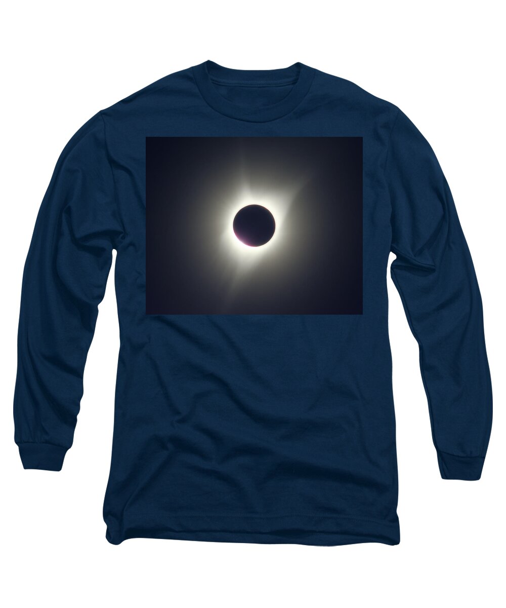 Darin Volpe Nature Long Sleeve T-Shirt featuring the photograph In The Shadow of the Moon -- 2017 Solar Eclipse in Independence, Oregon by Darin Volpe