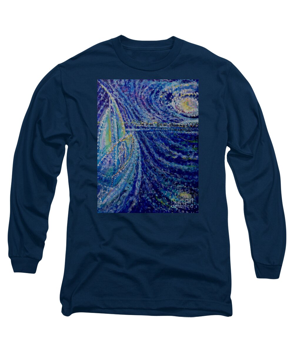 Ghost Ship Long Sleeve T-Shirt featuring the painting Ghost Ship by Holly Carmichael
