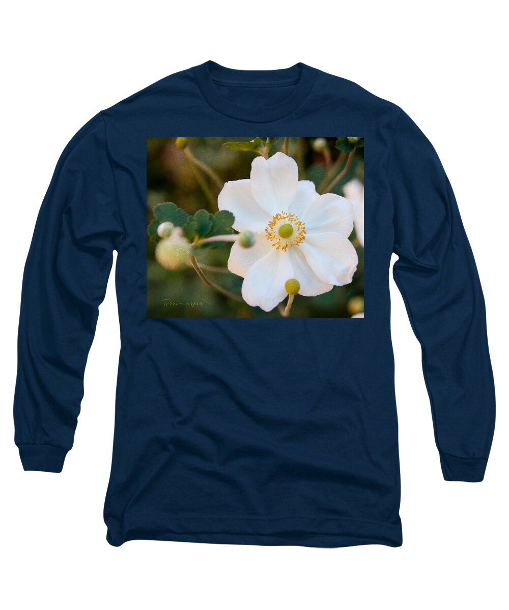 Anemone Long Sleeve T-Shirt featuring the photograph Japanese Anemone by Terri Harper