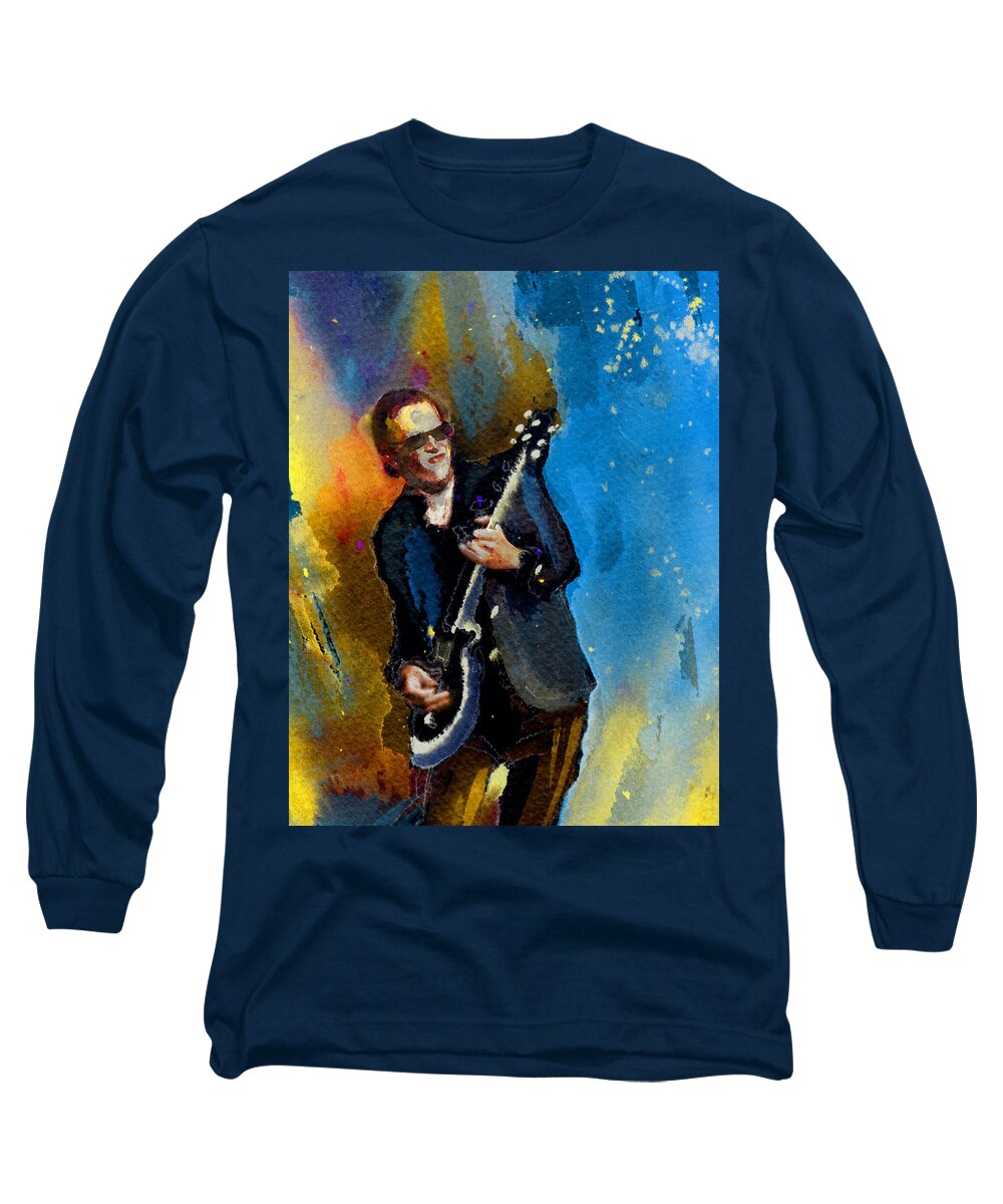 Music Long Sleeve T-Shirt featuring the painting Joe Bonamassa 03 bis by Miki De Goodaboom