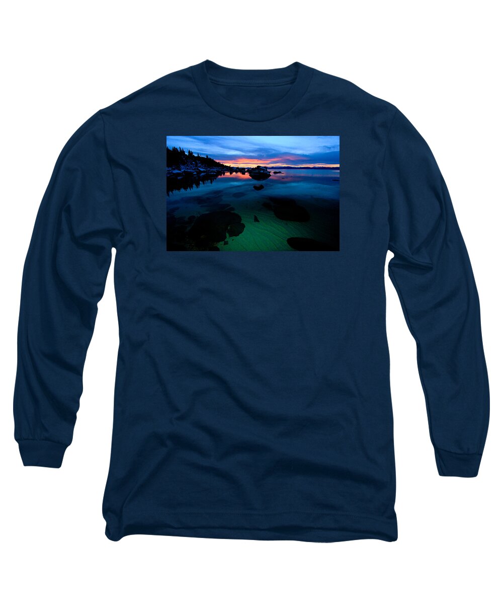  Lake Tahoe Long Sleeve T-Shirt featuring the photograph Lake Tahoe Clarity at Sundown by Sean Sarsfield