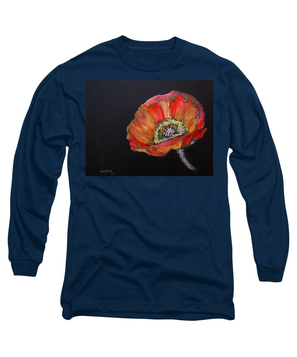 Poppy Long Sleeve T-Shirt featuring the painting Large Poppy by Richard Le Page