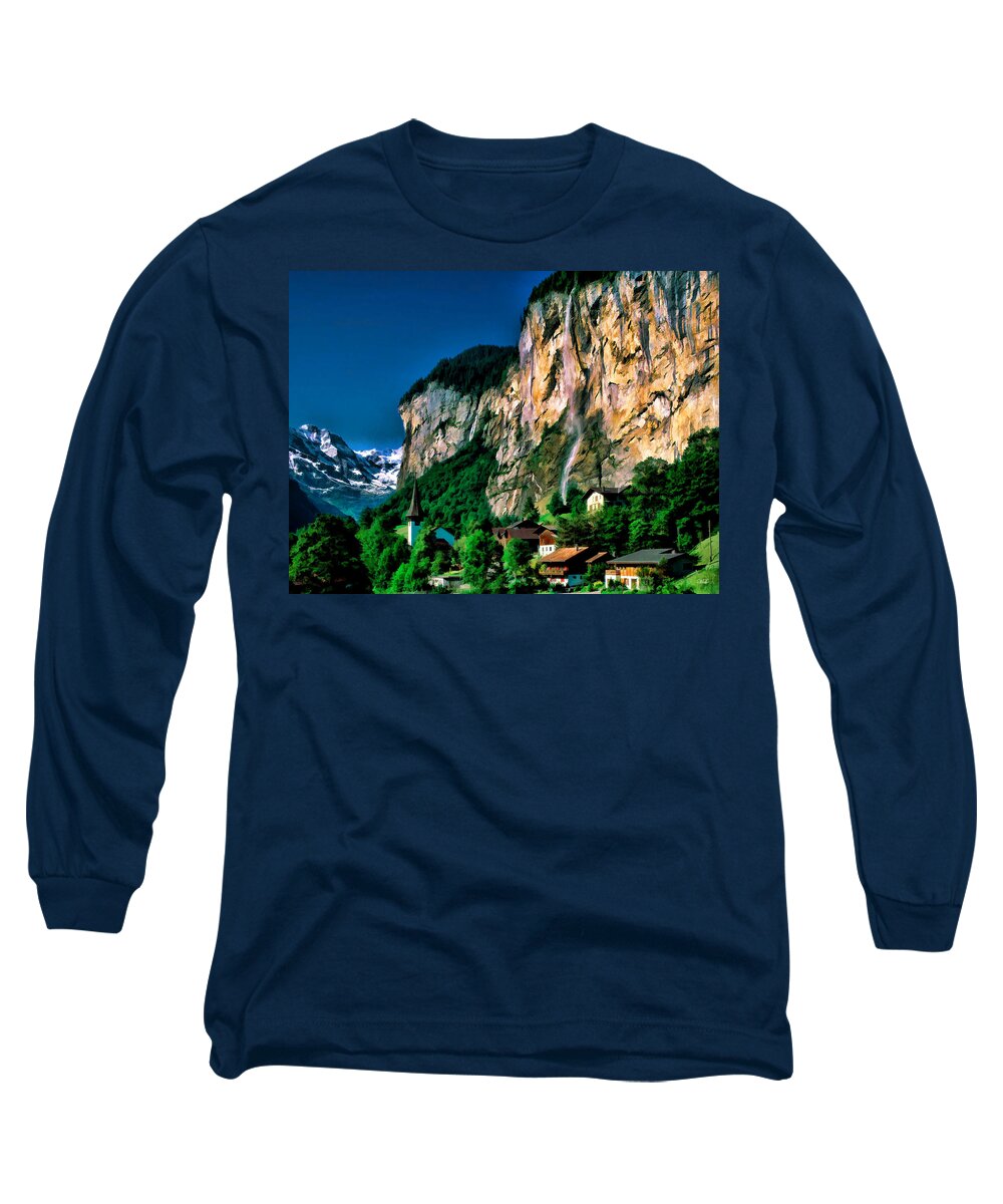 Lauterbrunnen Long Sleeve T-Shirt featuring the painting Lauterbrunnen by Dean Wittle