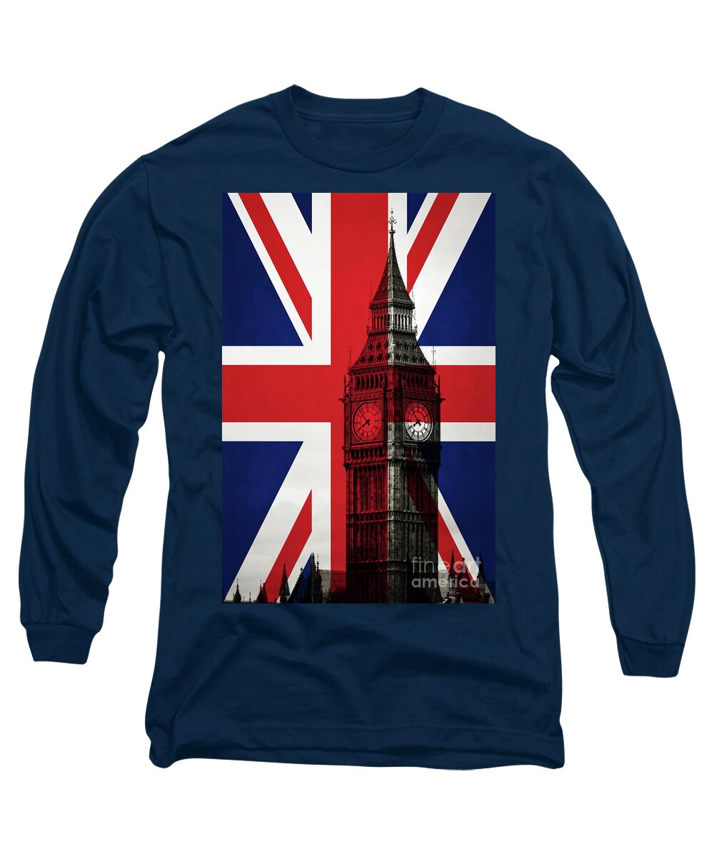 London England Big Ben Long Sleeve T-Shirt by Edward Fielding 