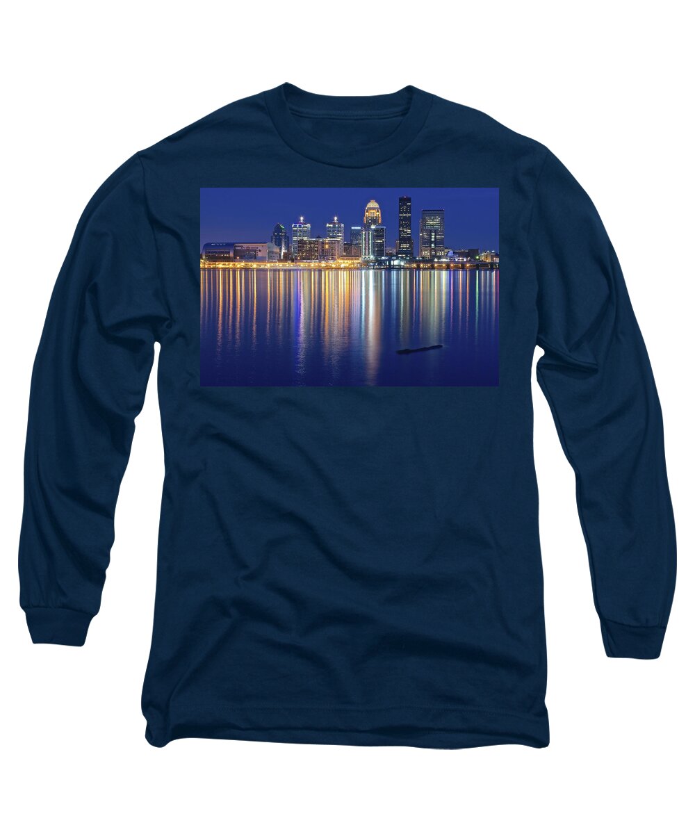 Louisville Long Sleeve T-Shirt featuring the photograph Louisville During Blue Hour by Frozen in Time Fine Art Photography