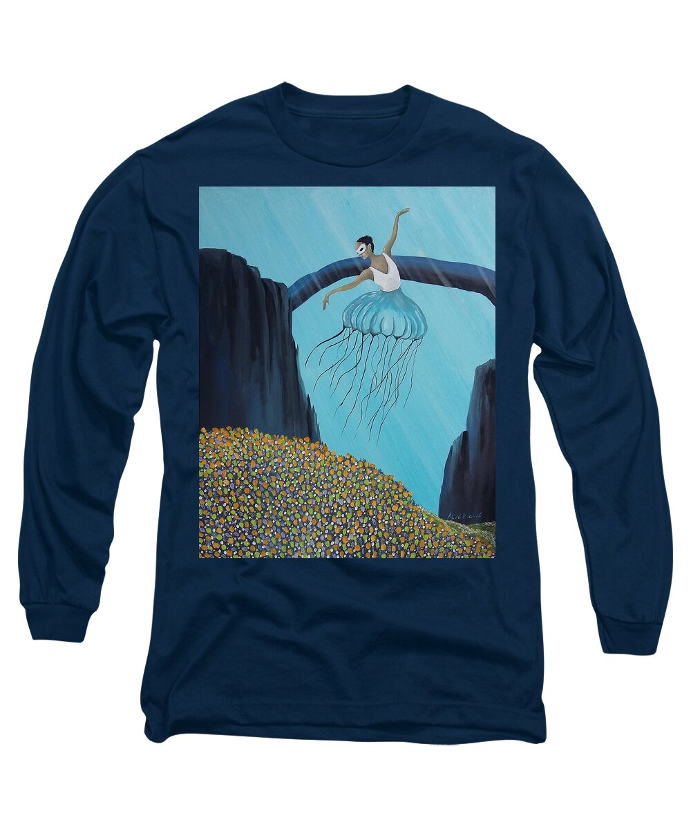 Mare Long Sleeve T-Shirt featuring the painting Mare Ballerina by Edwin Alverio