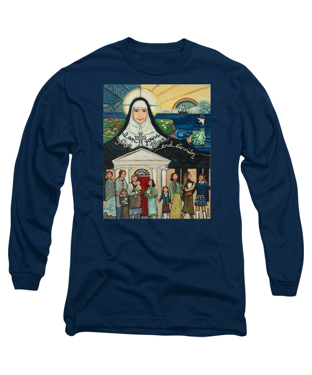Jen Norton Long Sleeve T-Shirt featuring the painting Mercy Foundress Catherine McAuley by Jen Norton