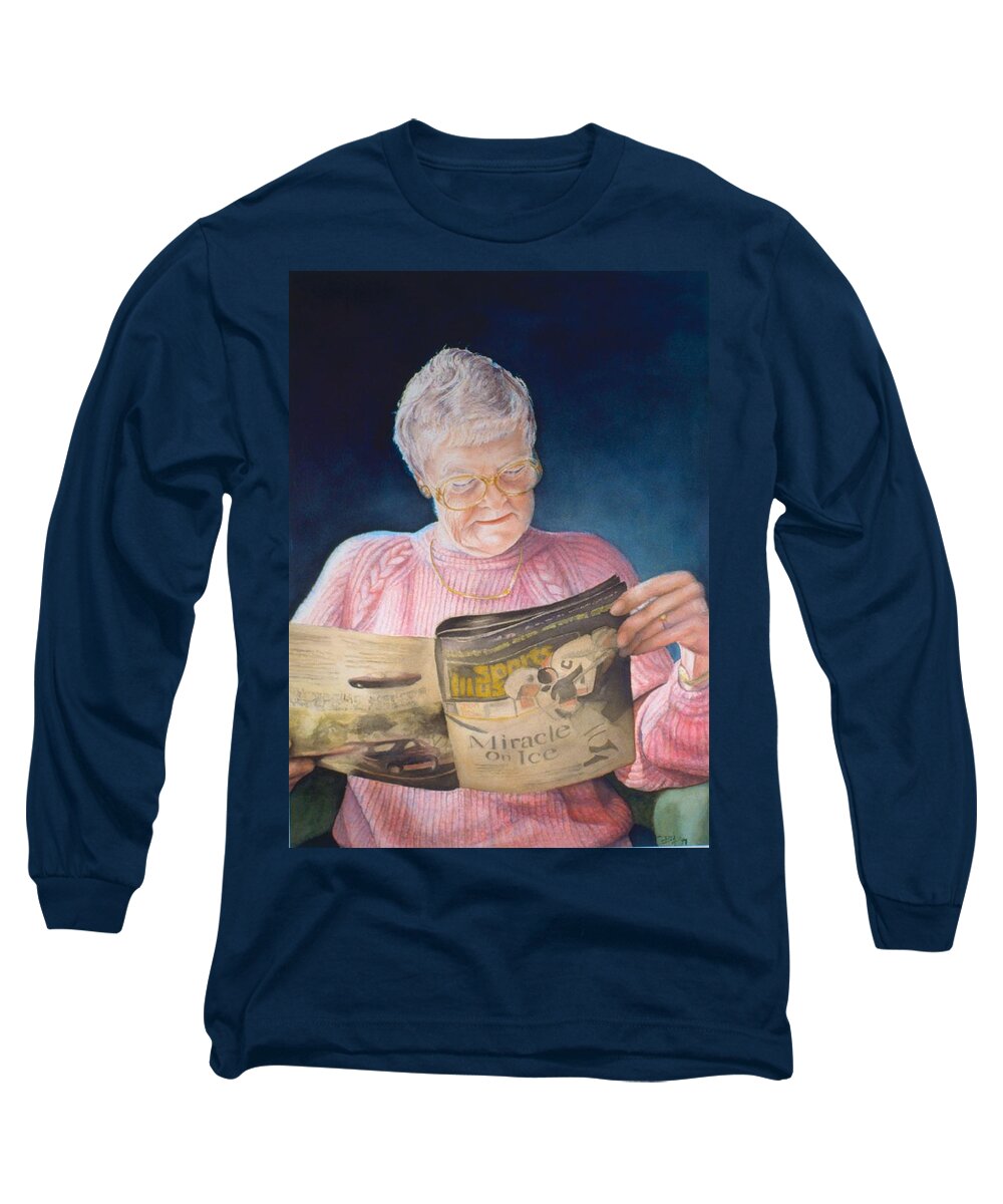 Portrait Long Sleeve T-Shirt featuring the painting Miracle on Ice by Barbara Pease