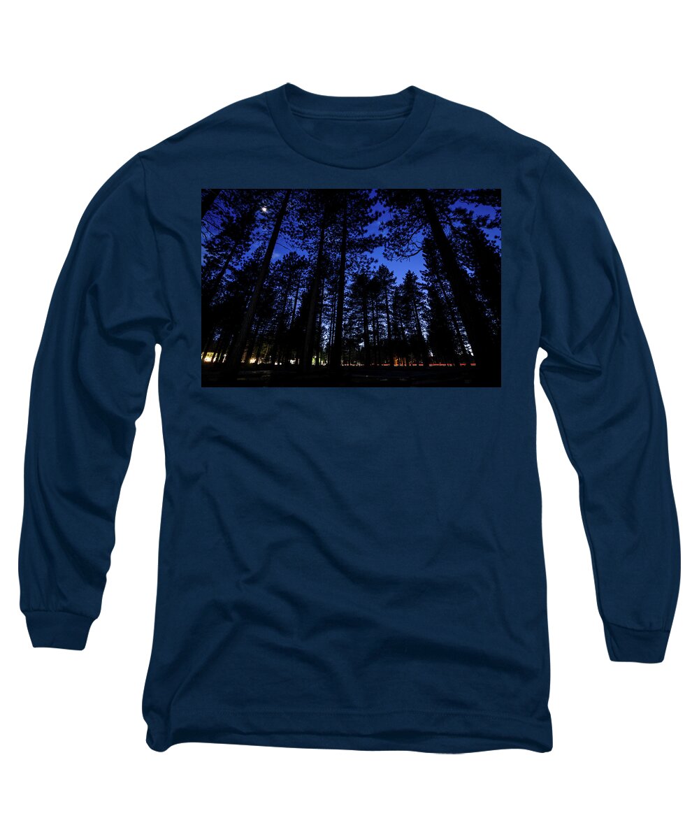 California Long Sleeve T-Shirt featuring the photograph Moonrise in the Woods by Margaret Pitcher