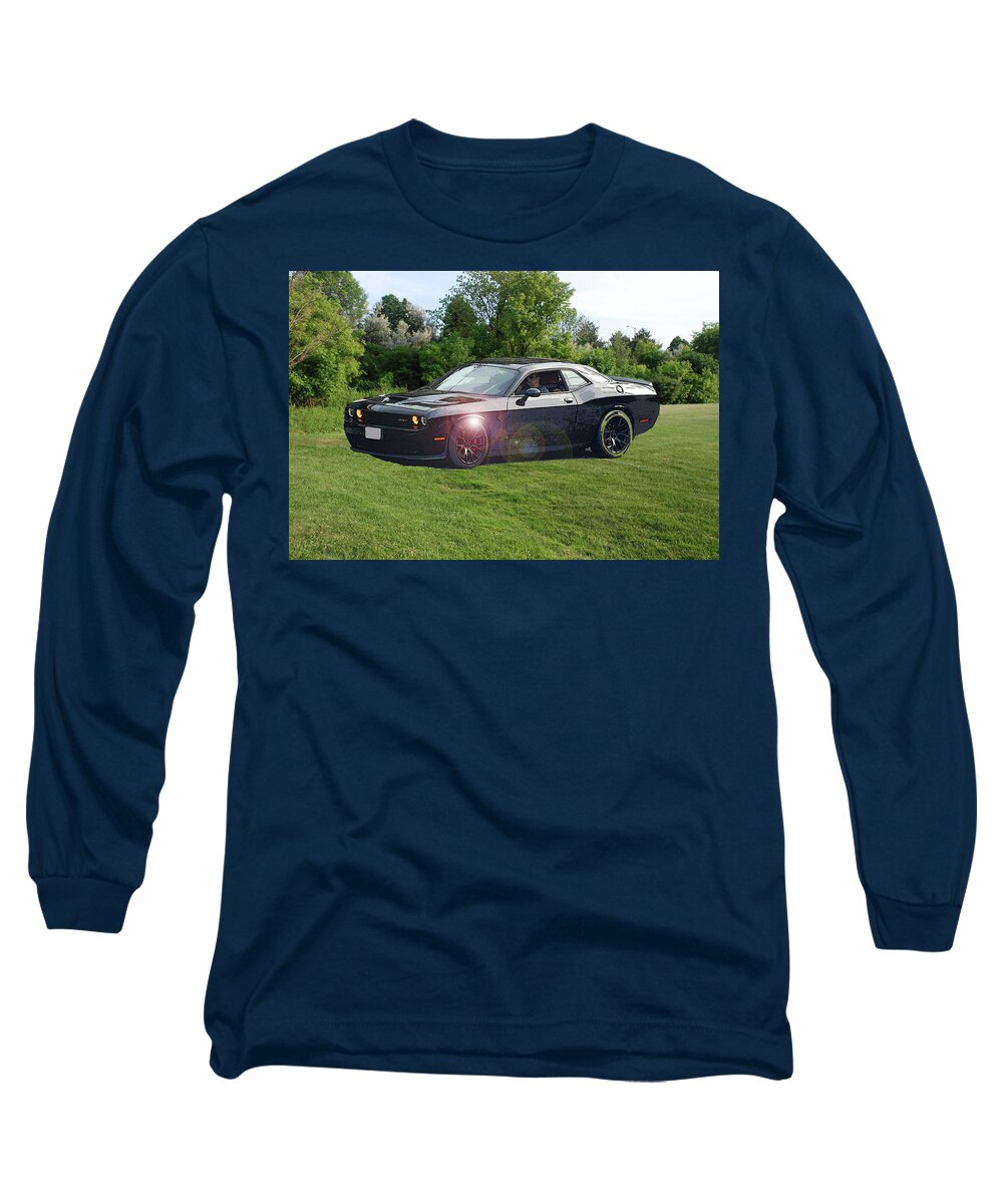 Mustang Crt Long Sleeve T-Shirt featuring the digital art Mustang Crt by Ee Photography