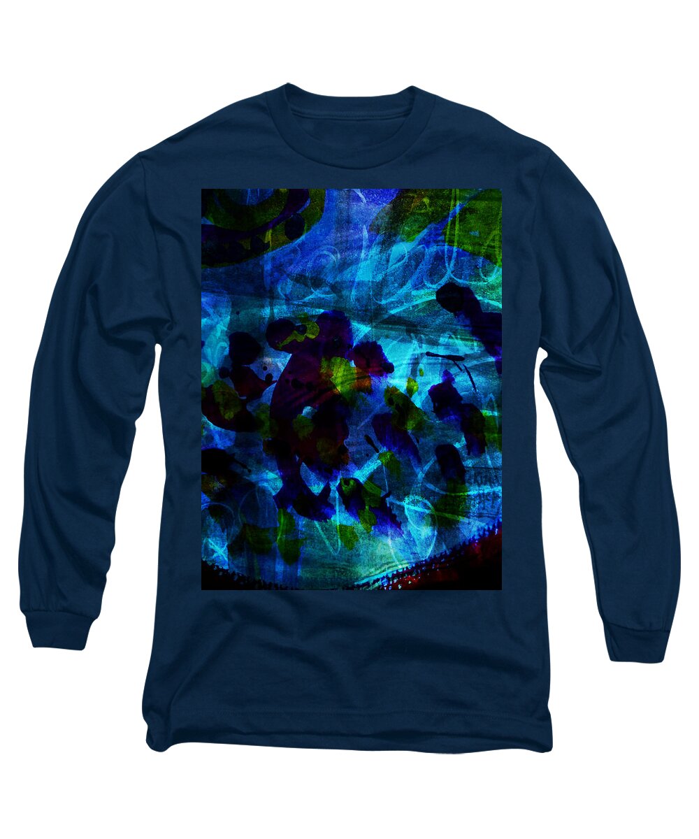 Katerina Stamatelos Long Sleeve T-Shirt featuring the painting Mystic Creatures of The Sea by Katerina Stamatelos