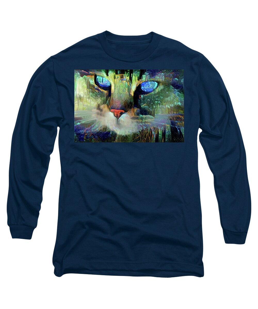 Cats Long Sleeve T-Shirt featuring the digital art Mystical Cat Art by Peggy Collins