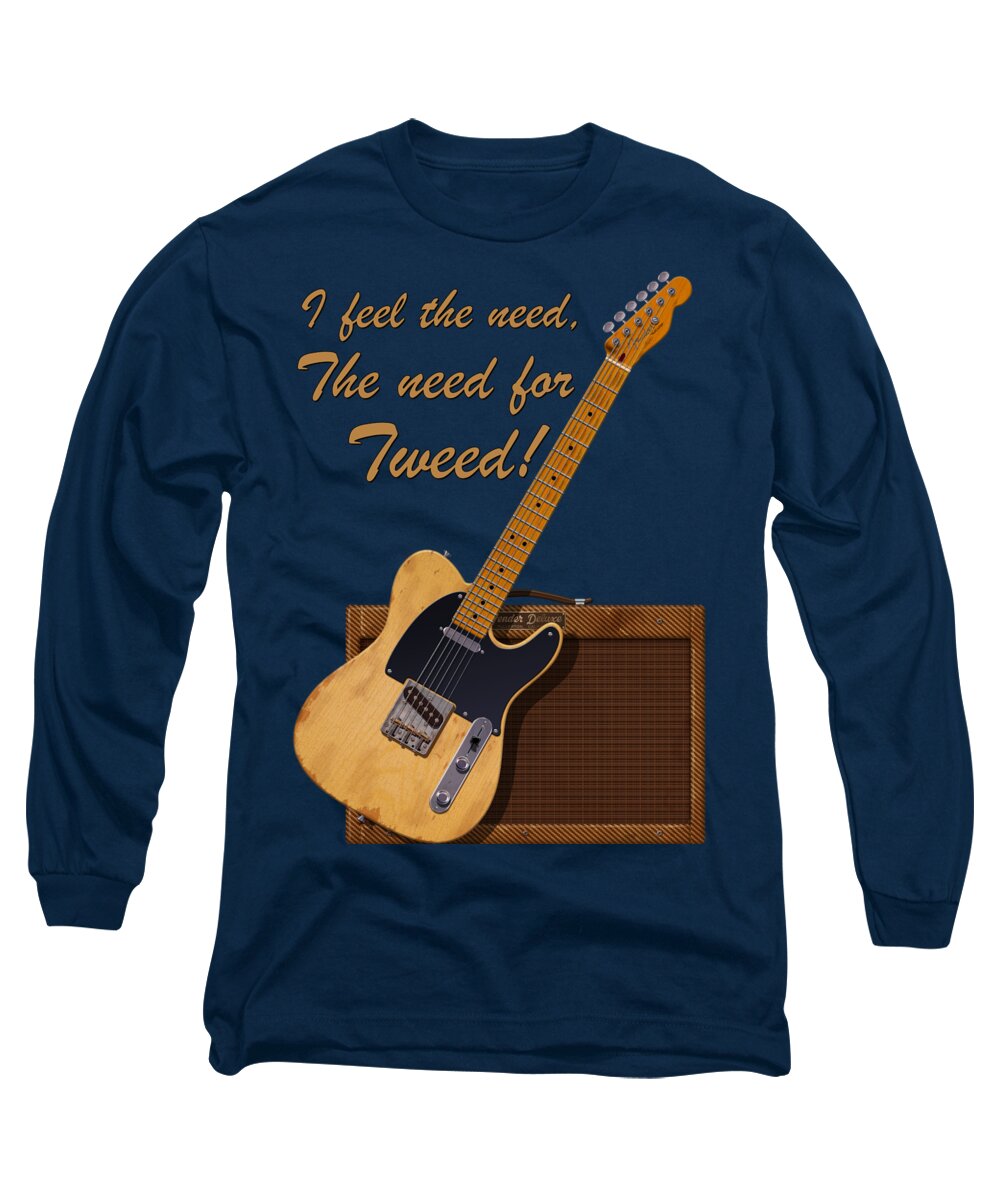 Tele Long Sleeve T-Shirt featuring the digital art Need For Tweed Tele T Shirt by WB Johnston