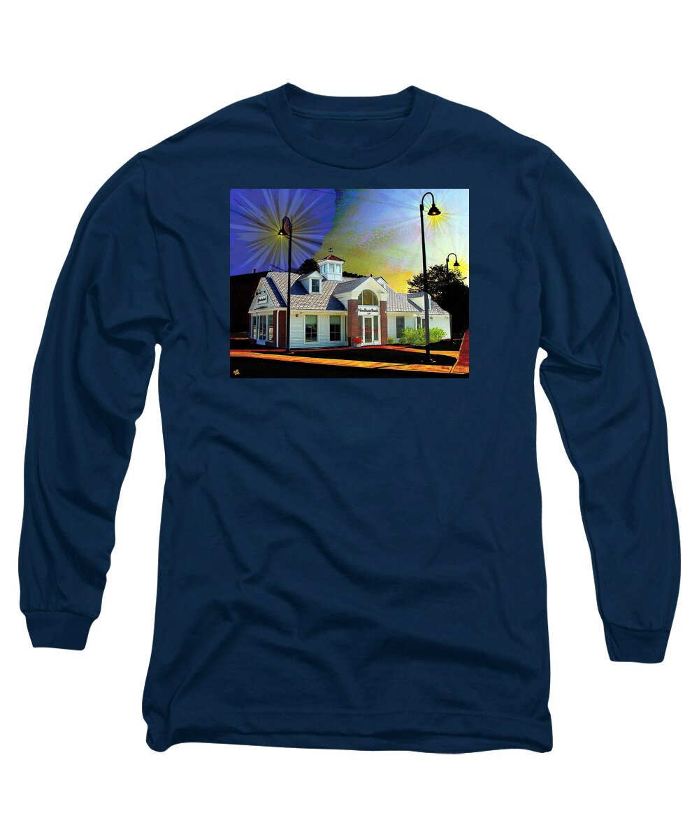 Bank Long Sleeve T-Shirt featuring the painting Needham Bank Ashland MA by Cliff Wilson