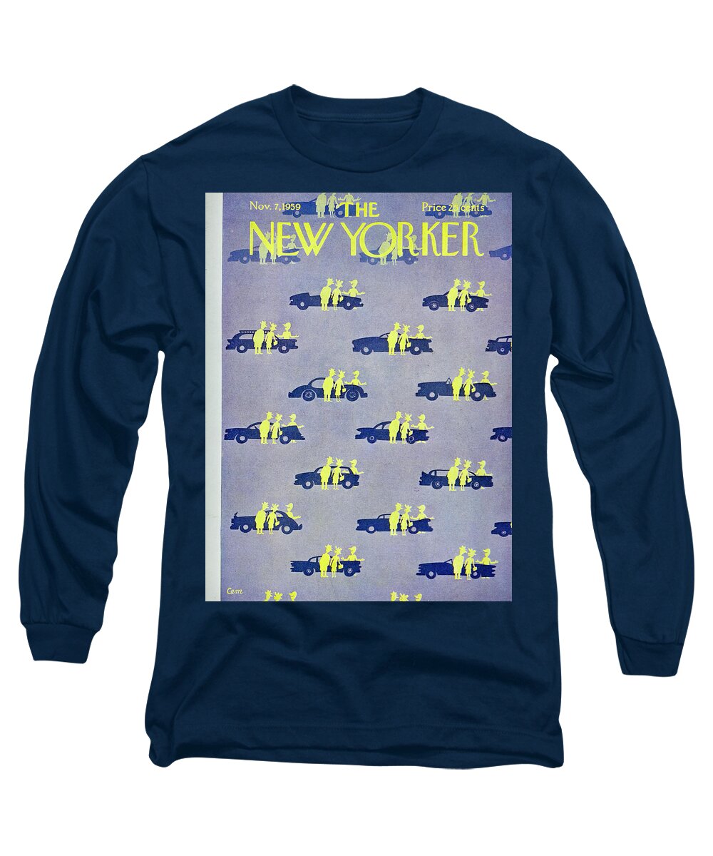 Car Long Sleeve T-Shirt featuring the painting New Yorker November 7 1959 by Charles E Martin