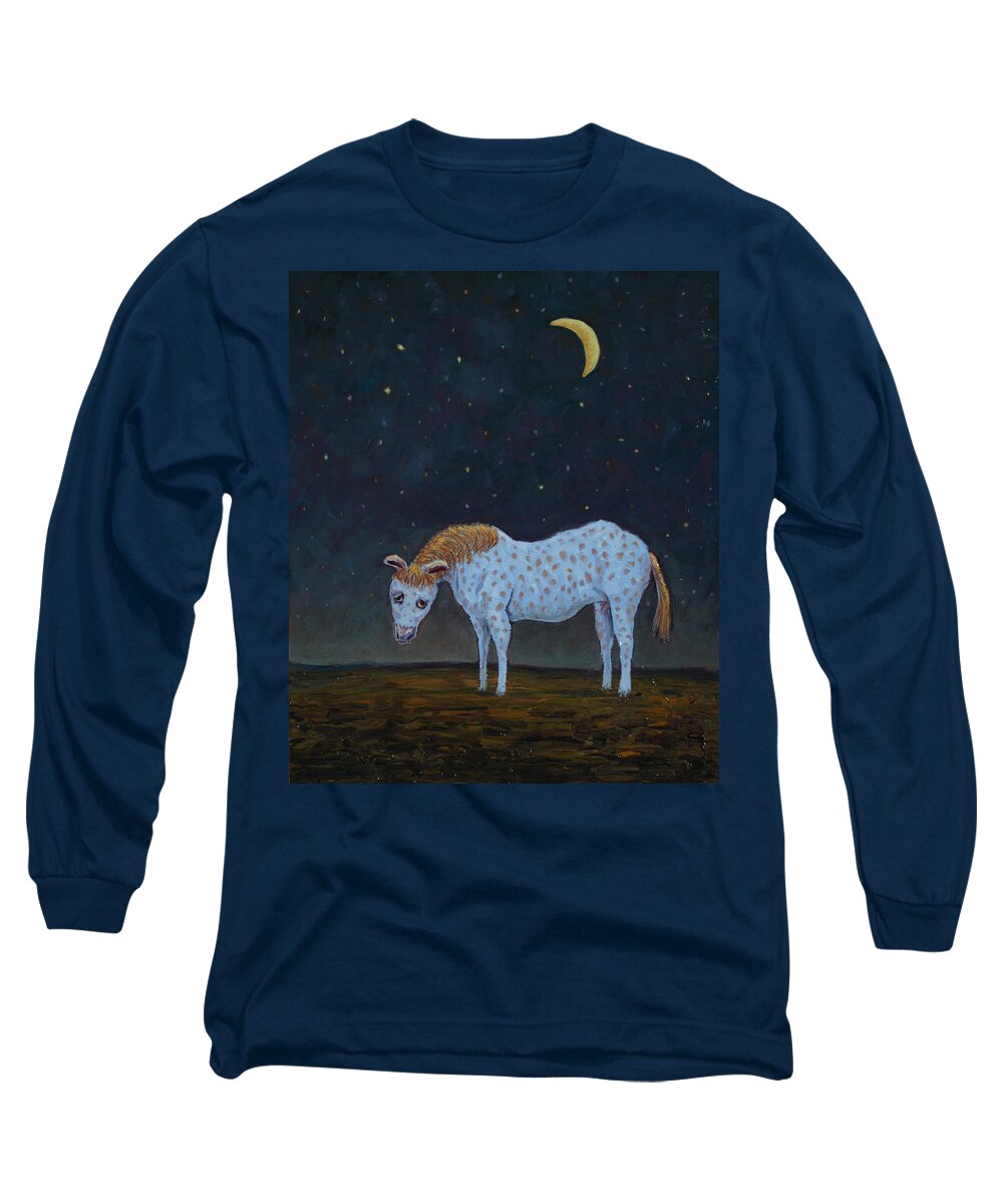 Retirement Long Sleeve T-Shirt featuring the painting Out to Pasture by James W Johnson