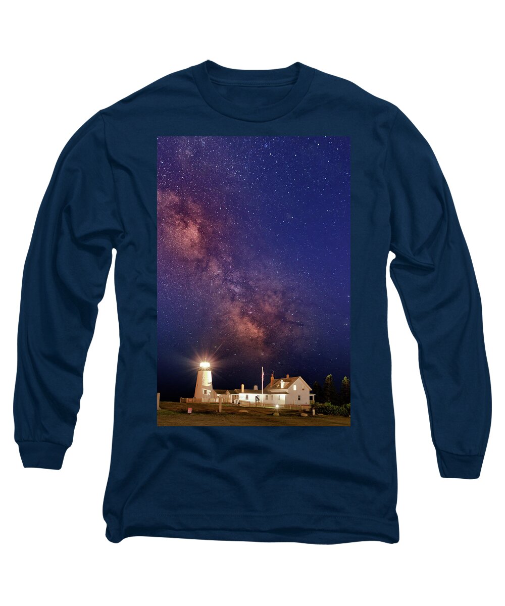 Pemaquid Point Lighthouse Long Sleeve T-Shirt featuring the photograph Pemaquid Point Lighthouse and the Milky Way by Rick Berk