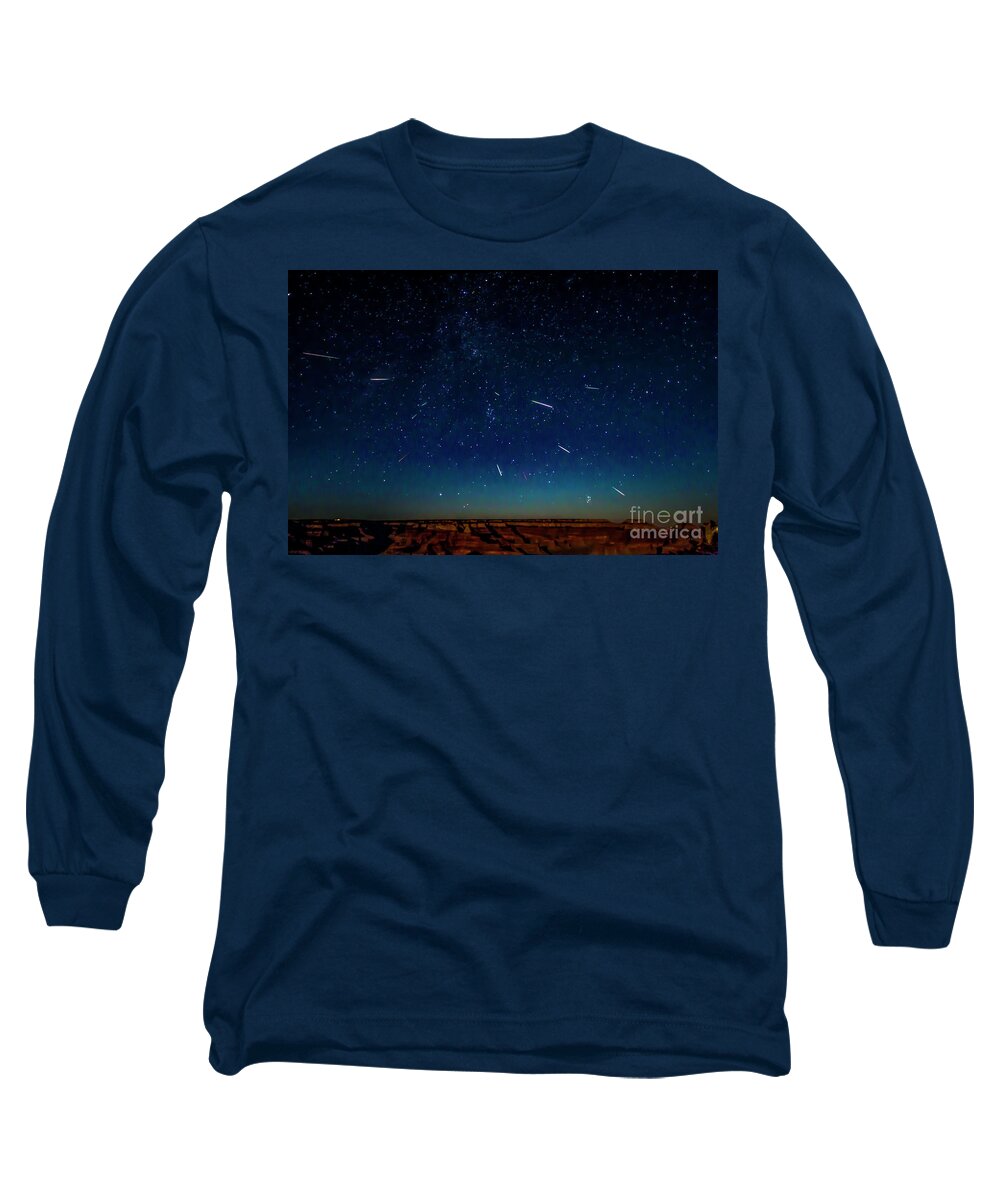 Meteors Long Sleeve T-Shirt featuring the photograph Perseid Meteor Shower by Mark Jackson