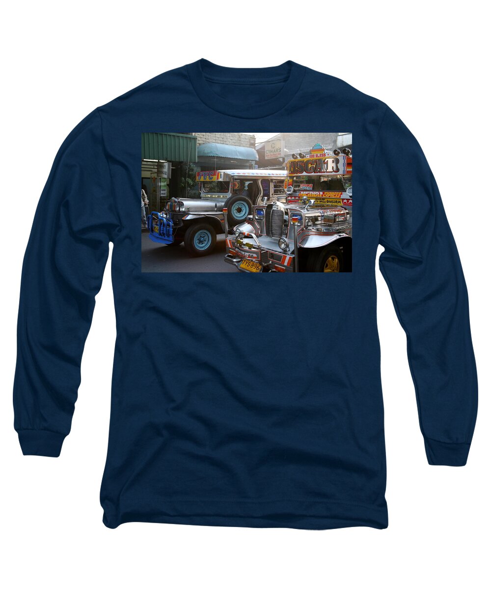 Jeepney Long Sleeve T-Shirt featuring the photograph Philippine jeepneys. by Christopher Rowlands