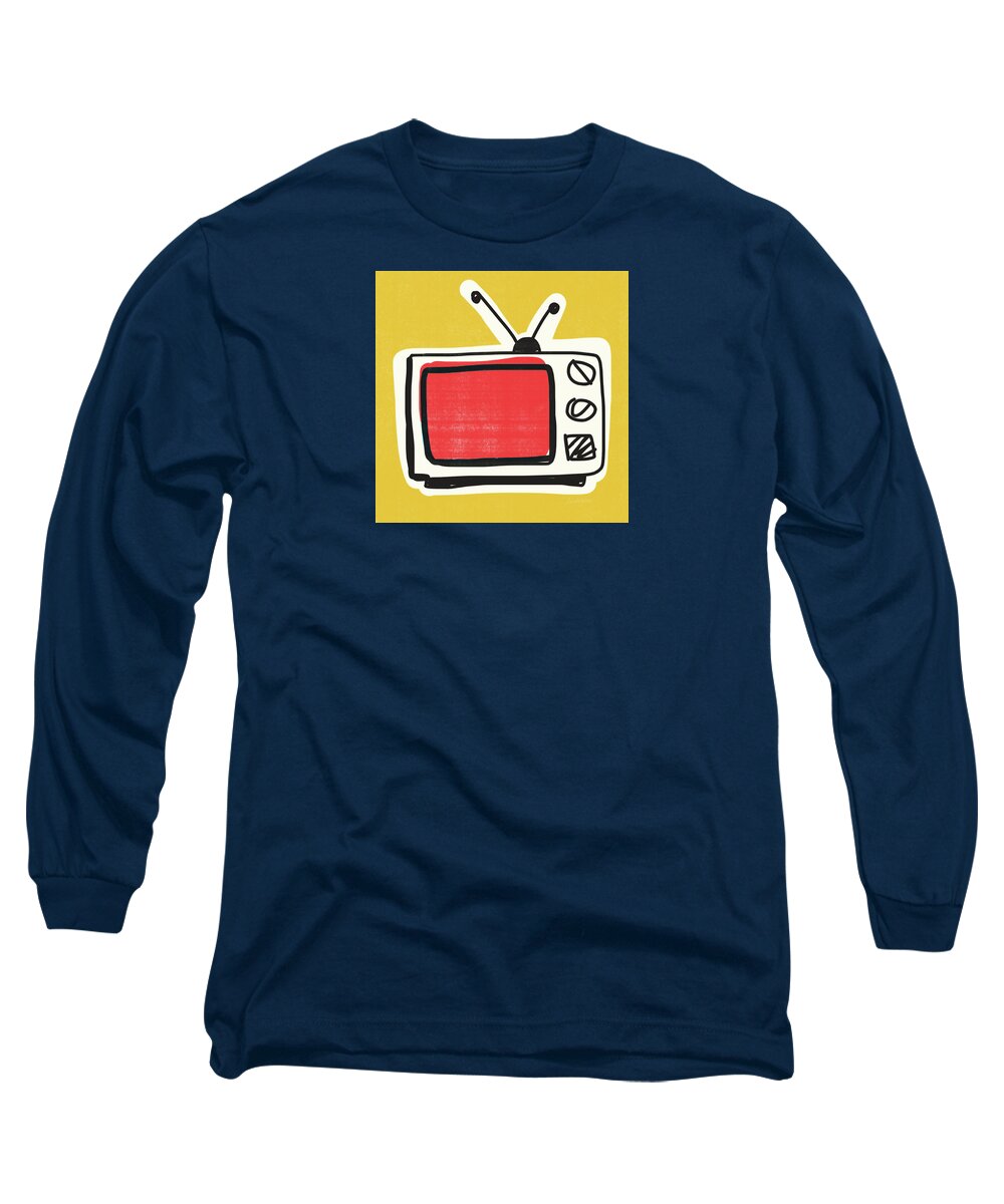 Tv Long Sleeve T-Shirt featuring the mixed media Pop Art TV- Art by Linda Woods by Linda Woods