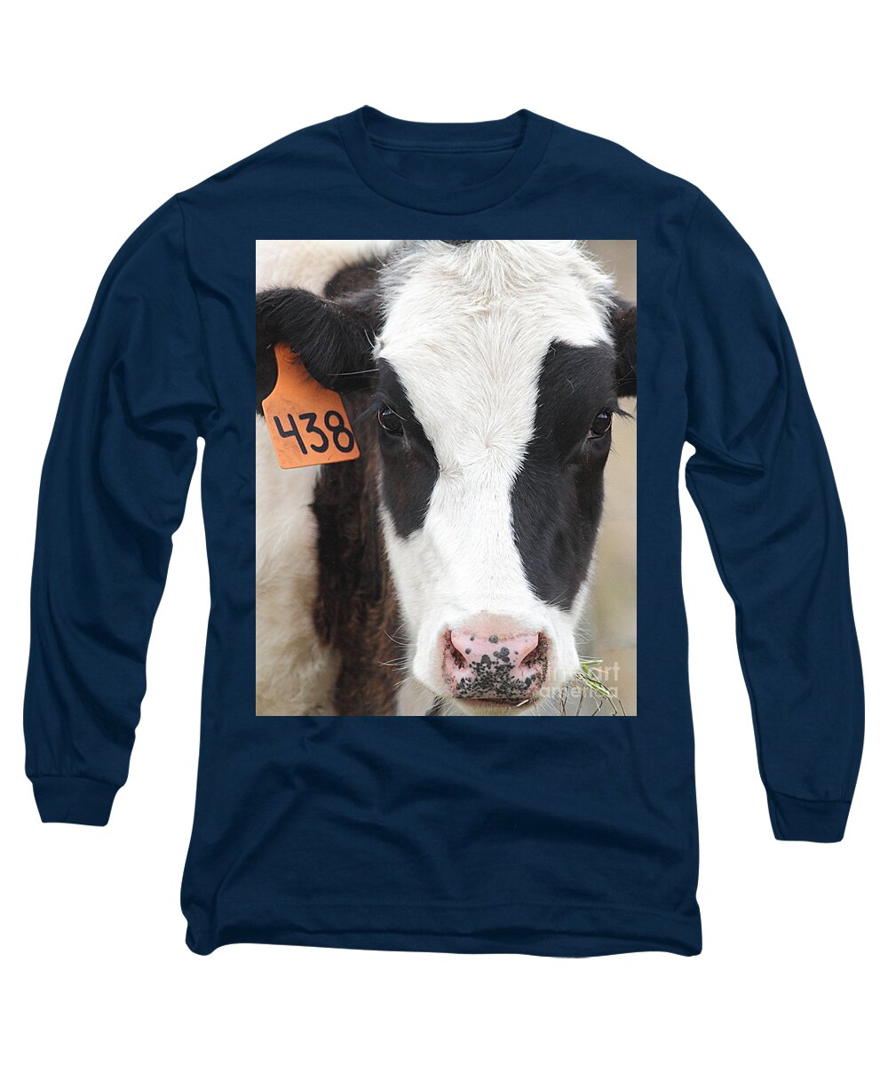 Cow Long Sleeve T-Shirt featuring the photograph Portrait of Cow 438 by Wingsdomain Art and Photography