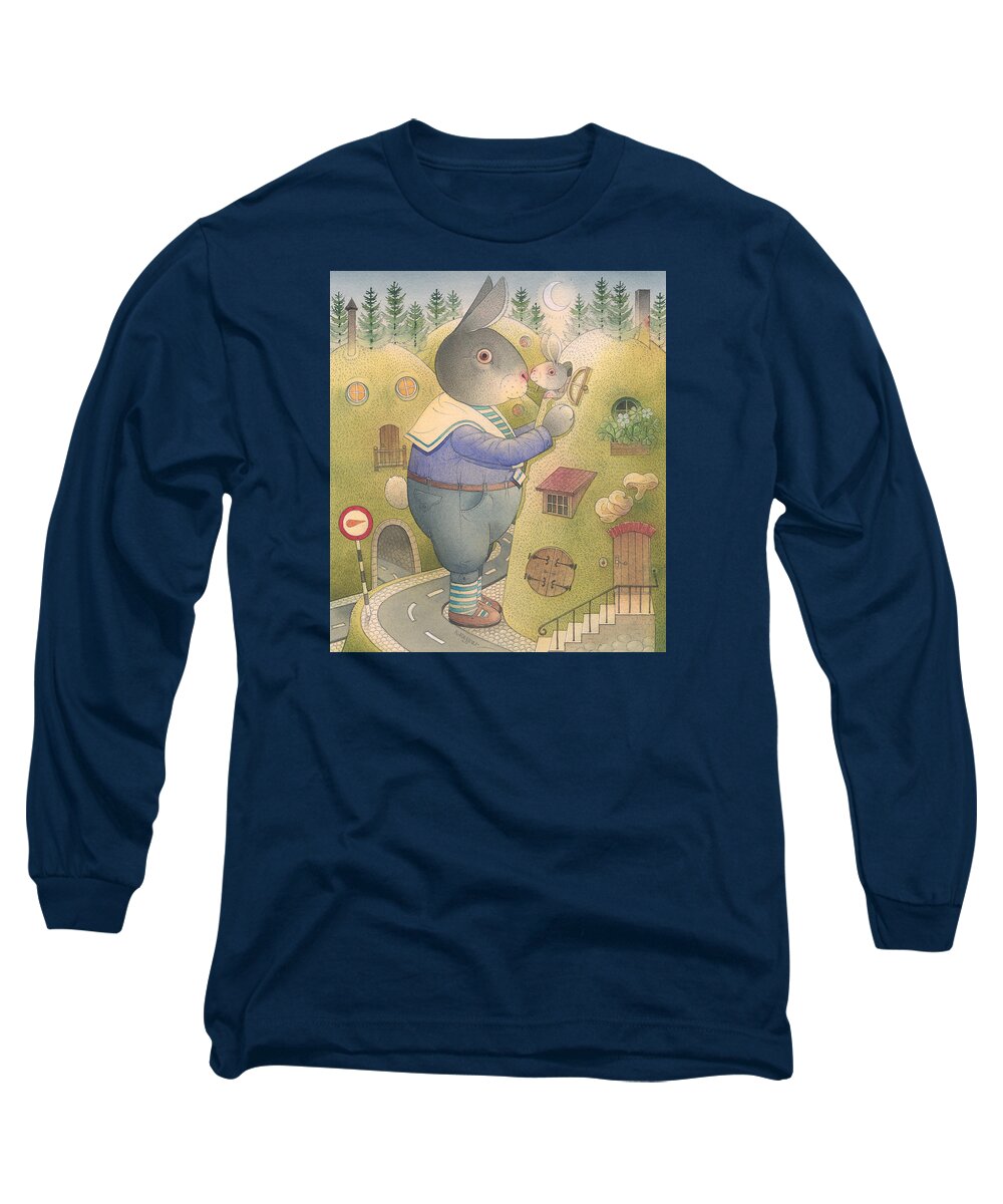 Love Flirt Night Green Rabbit Long Sleeve T-Shirt featuring the painting Rabbit Marcus the Great 25 by Kestutis Kasparavicius