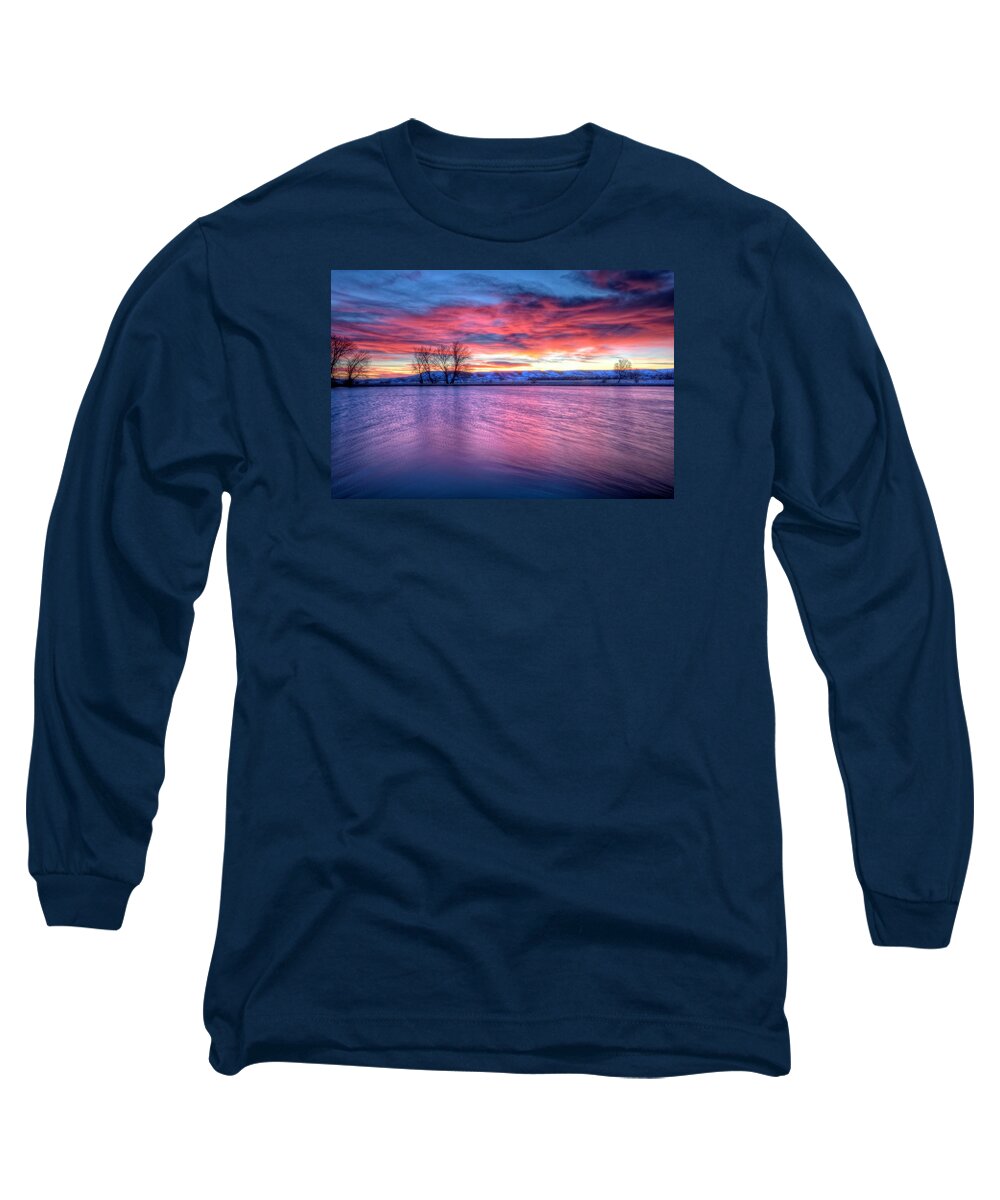 Sunrise Long Sleeve T-Shirt featuring the photograph Red Dawn by Fiskr Larsen