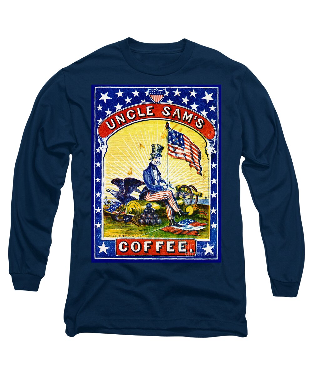 Retro Coffee Label 1863 Long Sleeve T-Shirt featuring the photograph Retro Coffee Label 1863 by Padre Art