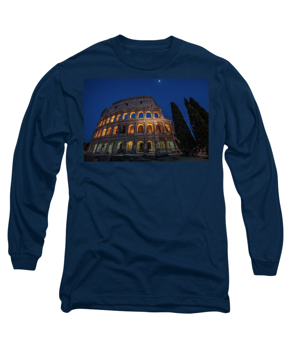 Canon Long Sleeve T-Shirt featuring the photograph Roman Coliseum in the Evening by John McGraw