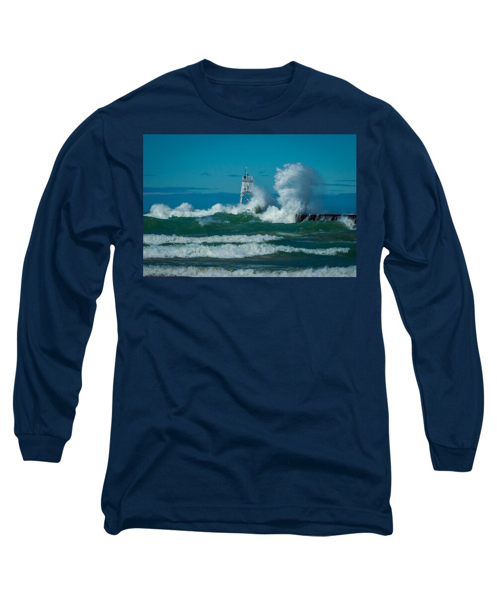 Grand Marais Mi Long Sleeve T-Shirt featuring the photograph Rough Seas by Gary McCormick