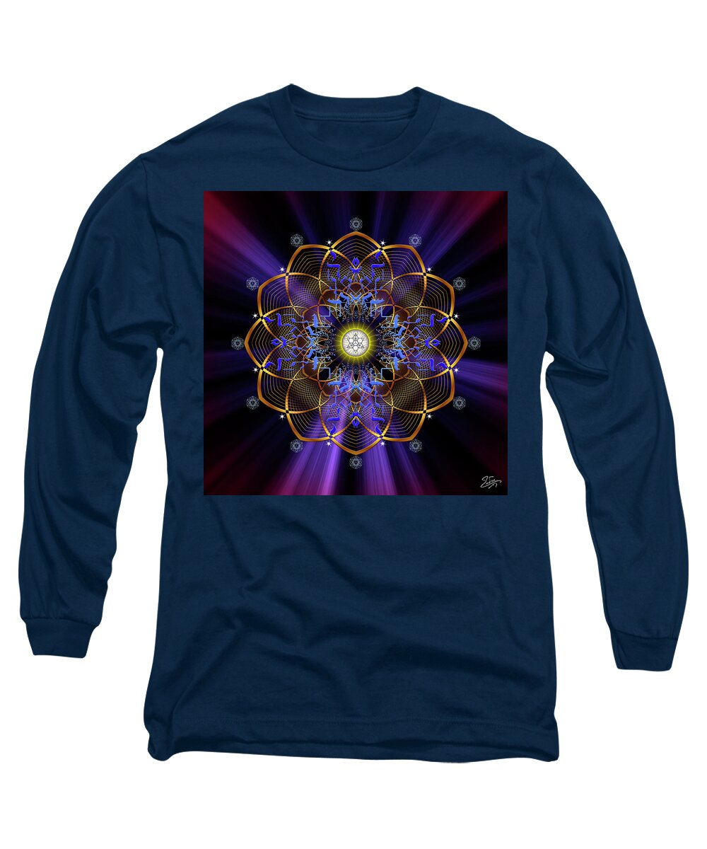 Endre Long Sleeve T-Shirt featuring the digital art Sacred Geometry 647 by Endre Balogh