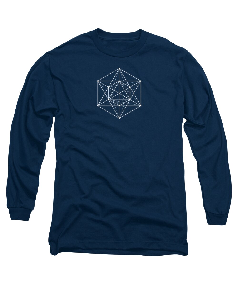 Minimal Long Sleeve T-Shirt featuring the digital art Sacred geometry Minimal Hipster Symbol Art by Philipp Rietz