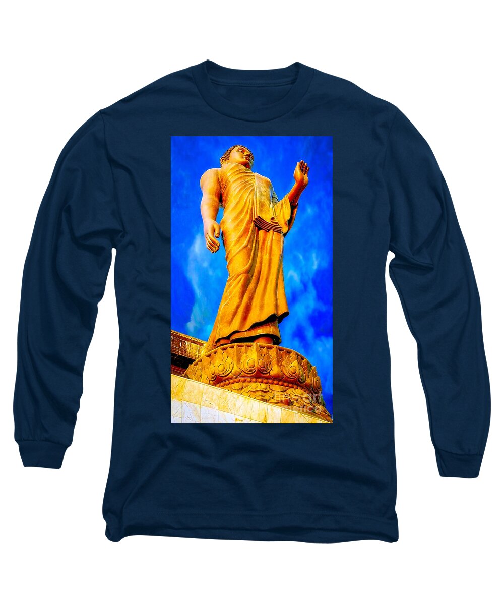 Buddha Long Sleeve T-Shirt featuring the digital art Sanctuary Buddha by Ian Gledhill